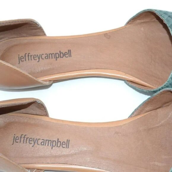 Jeffrey Campbell Teal Aqua Blue Green Snakeskin Leather Flats Court Shoes 6.5 - Picture 5 of 7